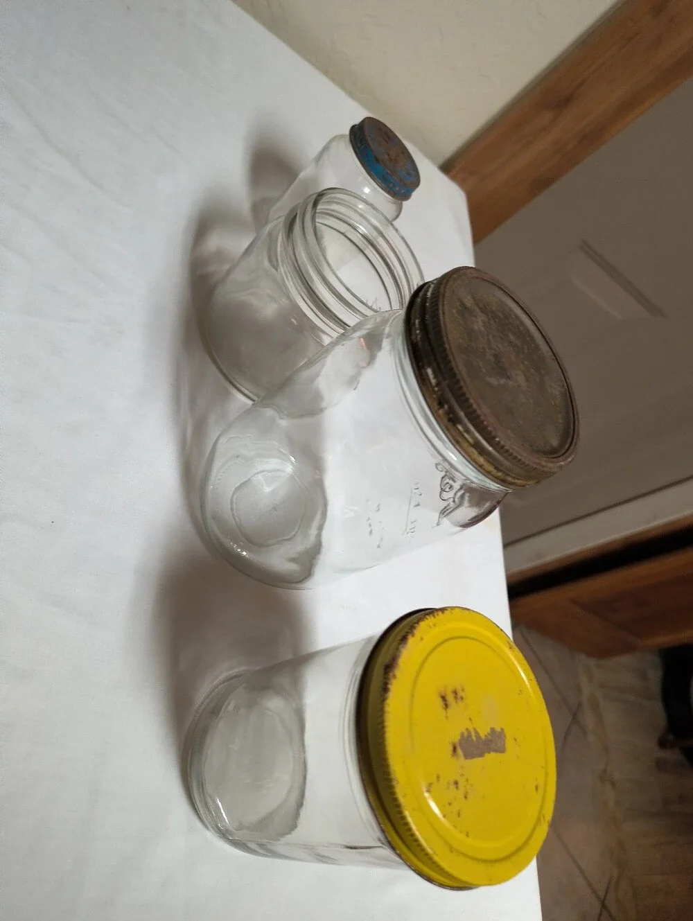 Vintage Mason Glass Storage Jars with Kerr Ball Heinz Jars Wide Mouth Jars